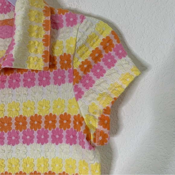 Free People Babe Town Polo Shirt Floral Spring Hippie S - Picture 3 of 7